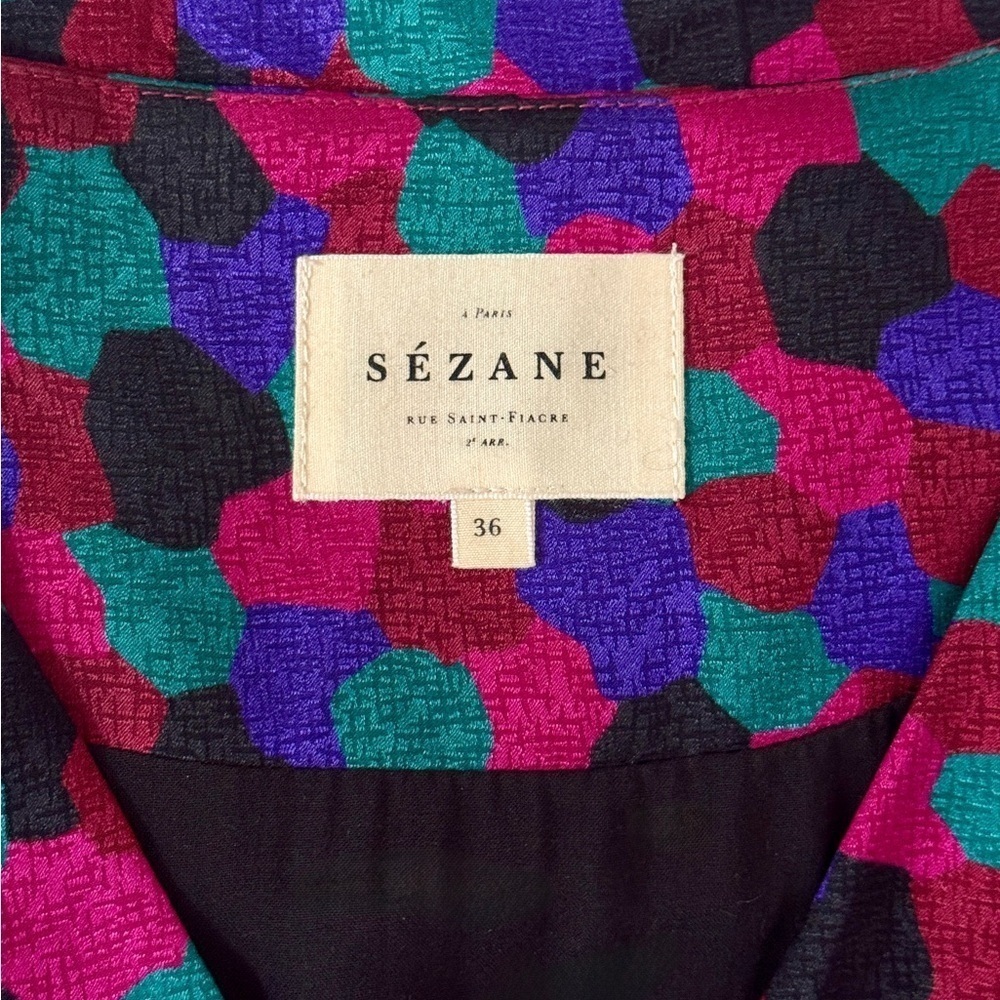 Sezane Mini Short-Sleeve Doha Silk Wrap Dress - Picture 6 of 7